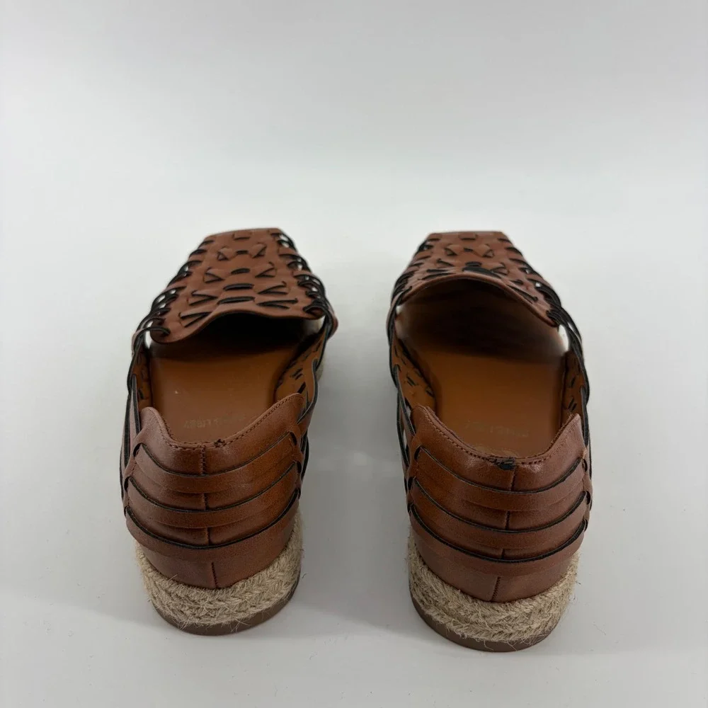 Sam & Libby Womens‎ 7.5 Brown Espadrille Loafers Woven Huarache Square Toe Flat